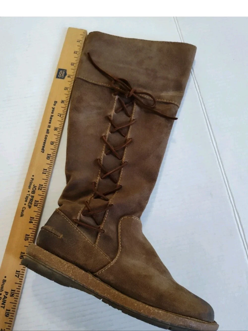 BORN Women's Tarla Brown Suede Leather Boots Size 7 Tall Distressed Side Zip